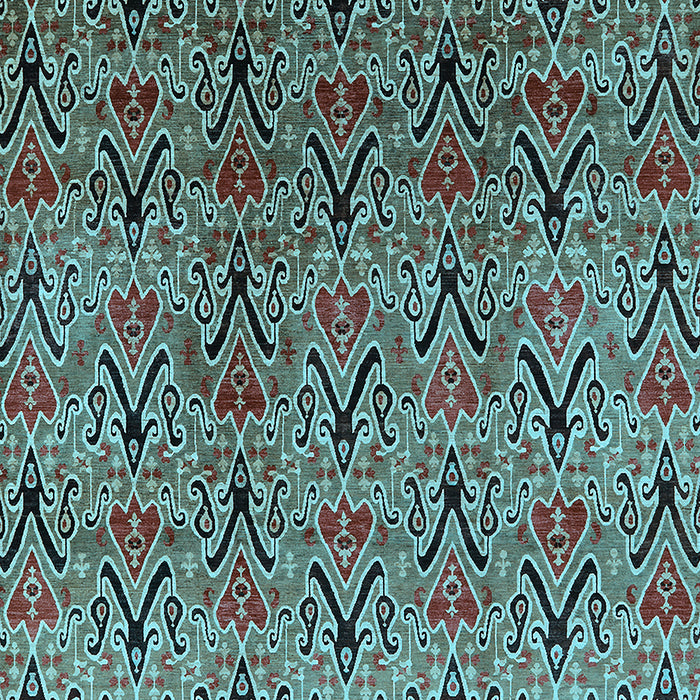 Machine Washable Oriental Light Blue Industrial Rug, wshurb1191lblu