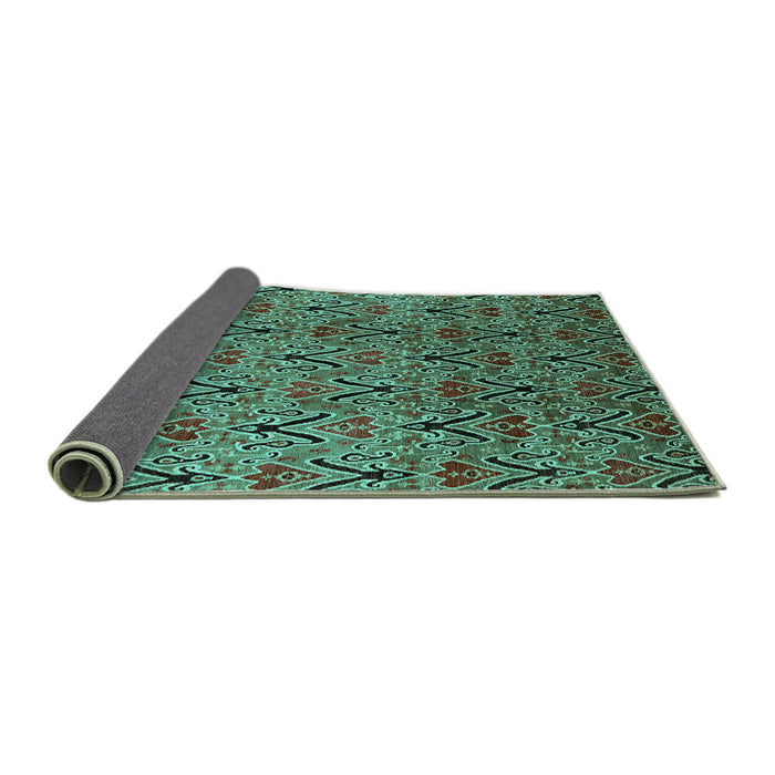 Sideview of Oriental Turquoise Industrial Rug, urb1191turq