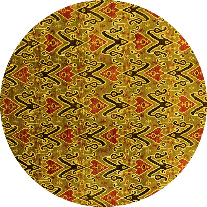 Round Oriental Yellow Industrial Rug, urb1191yw