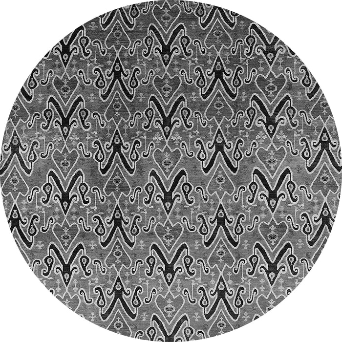 Round Machine Washable Oriental Gray Industrial Rug, wshurb1191gry