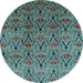 Round Oriental Light Blue Industrial Rug, urb1191lblu