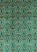 Machine Washable Oriental Turquoise Industrial Area Rugs, wshurb1191turq