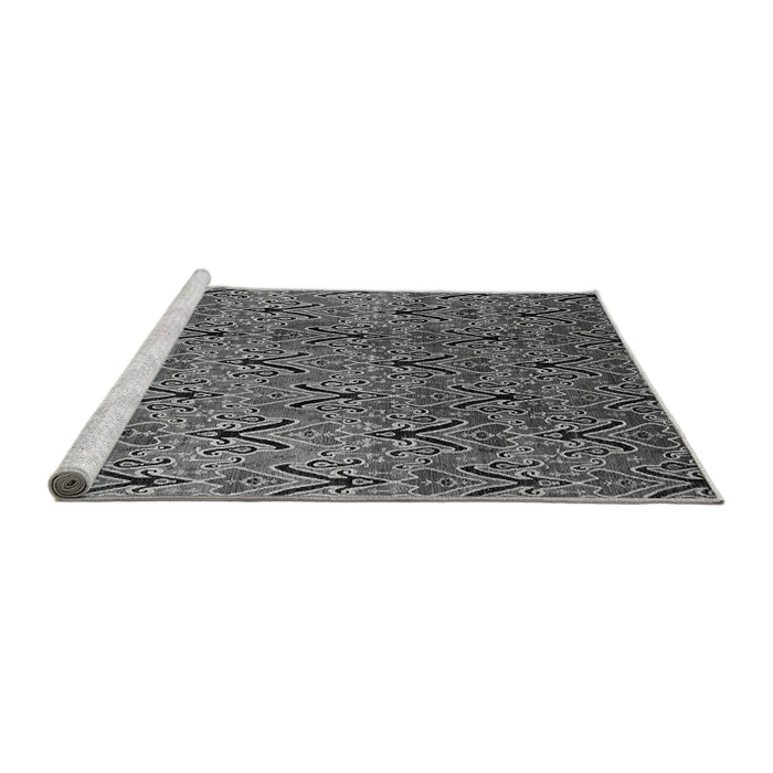 Sideview of Machine Washable Oriental Gray Industrial Rug, wshurb1191gry