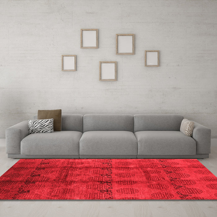 Industrial Red Washable Rugs