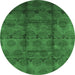 Round Oriental Emerald Green Industrial Rug, urb1192emgrn