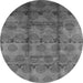 Round Machine Washable Oriental Gray Industrial Rug, wshurb1192gry