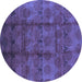 Round Oriental Blue Industrial Rug, urb1192blu