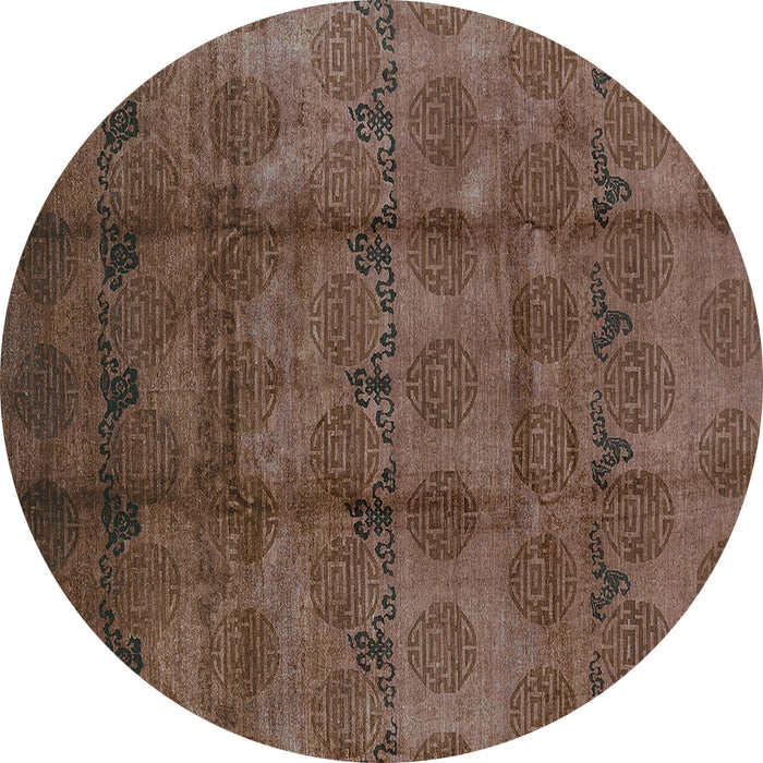 Round Machine Washable Oriental Turquoise Industrial Area Rugs, wshurb1192turq