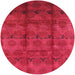 Round Machine Washable Industrial Modern Red Rug, wshurb1192