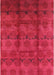 Machine Washable Industrial Modern Red Rug, wshurb1192