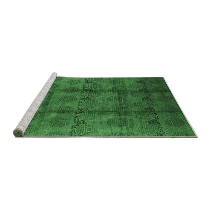 Sideview of Machine Washable Oriental Emerald Green Industrial Area Rugs, wshurb1192emgrn