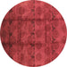 Round Oriental Brown Industrial Rug, urb1192brn