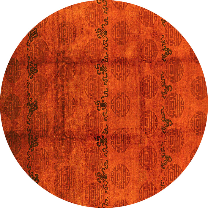 Round Oriental Yellow Industrial Rug, urb1192yw