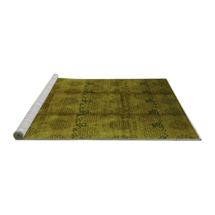 Sideview of Machine Washable Oriental Green Industrial Area Rugs, wshurb1192grn