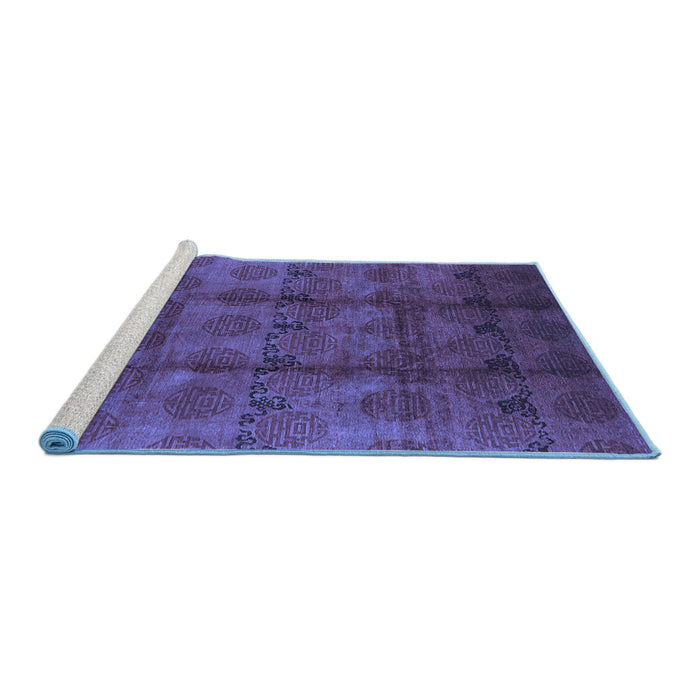Sideview of Machine Washable Oriental Blue Industrial Rug, wshurb1192blu
