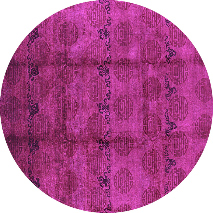 Round Oriental Purple Industrial Rug, urb1192pur
