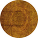 Round Persian Yellow Bohemian Rug, urb1193yw