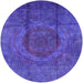 Round Mid-Century Modern Blue Lotus Blue Persian Rug, urb1193