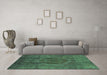 Machine Washable Persian Green Bohemian Area Rugs in a Living Room,, wshurb1193grn