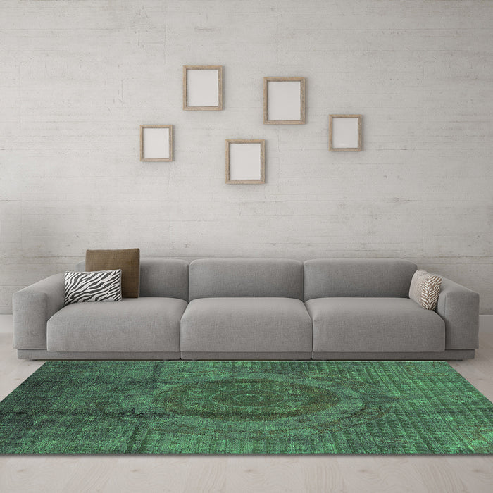 Machine Washable Persian Green Bohemian Area Rugs in a Living Room,, wshurb1193grn