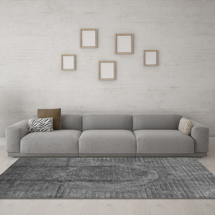 Machine Washable Persian Gray Bohemian Rug in a Living Room,, wshurb1193gry