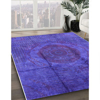 Mid-Century Modern Blue Lotus Blue Persian Rug, urb1193