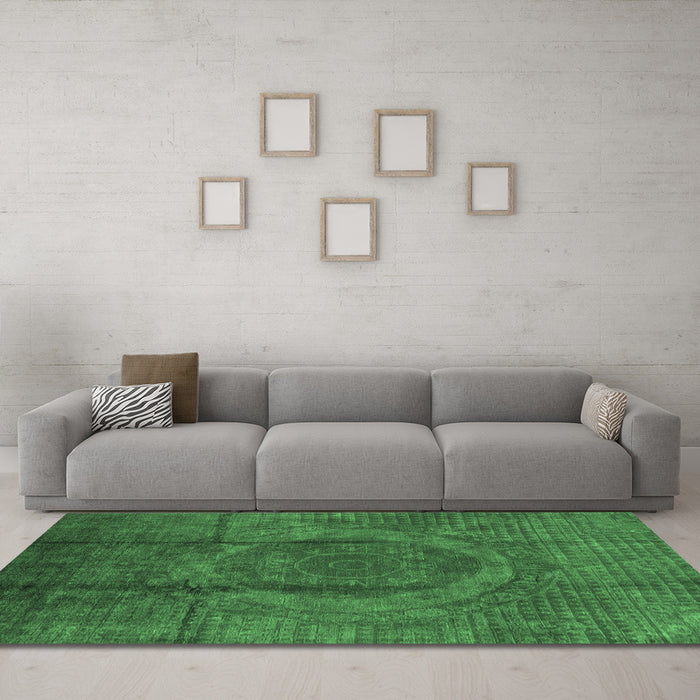 Machine Washable Persian Emerald Green Bohemian Area Rugs in a Living Room,, wshurb1193emgrn