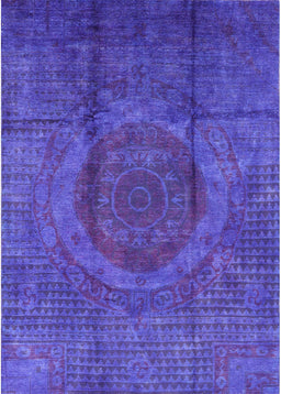 Machine Washable Industrial Modern Blue Lotus Blue Rug, wshurb1193