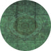 Round Persian Green Bohemian Rug, urb1193grn