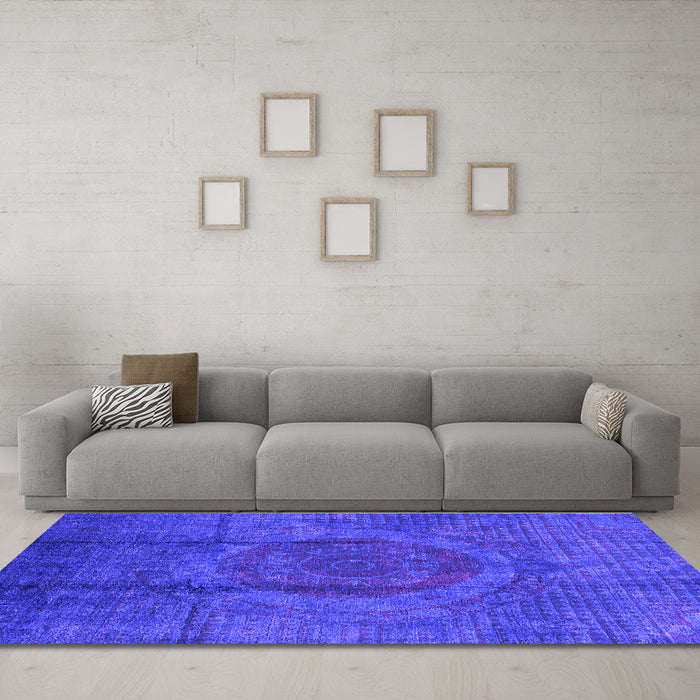 Machine Washable Persian Purple Bohemian Area Rugs in a Living Room, wshurb1193pur