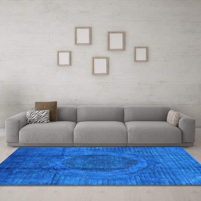Machine Washable Persian Light Blue Bohemian Rug in a Living Room, wshurb1193lblu