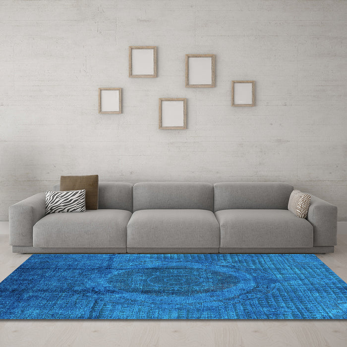 Machine Washable Persian Turquoise Bohemian Area Rugs in a Living Room,, wshurb1193turq