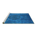 Sideview of Machine Washable Persian Turquoise Bohemian Area Rugs, wshurb1193turq