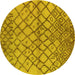 Round Oriental Yellow Industrial Rug, urb1194yw