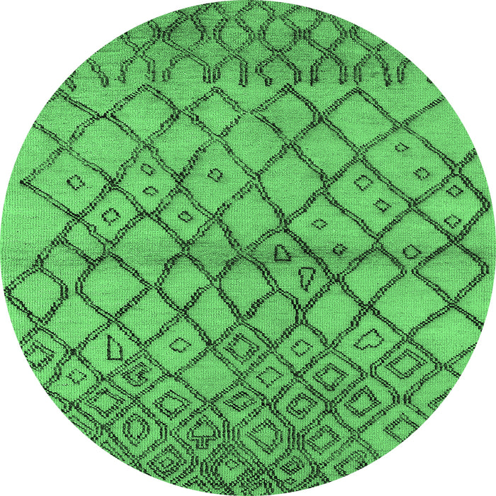 Round Oriental Emerald Green Industrial Rug, urb1194emgrn