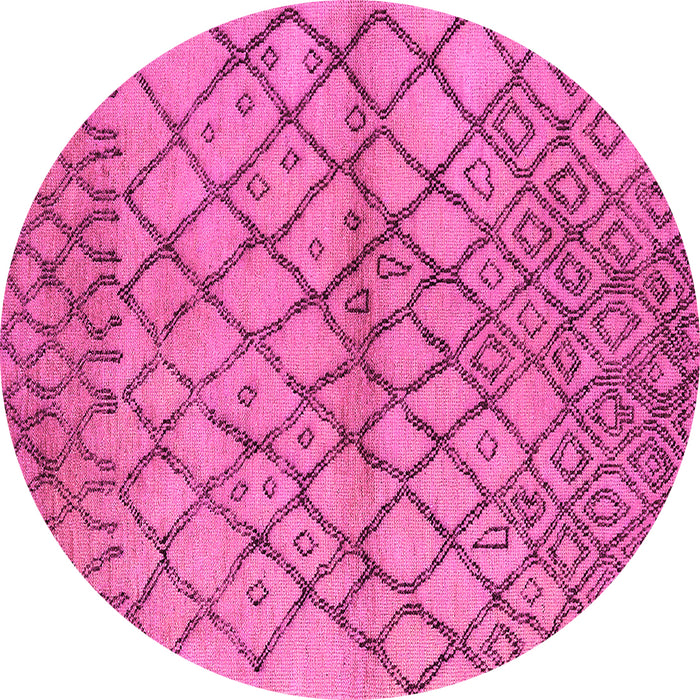 Round Oriental Pink Industrial Rug, urb1194pnk