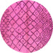 Round Oriental Pink Industrial Rug, urb1194pnk