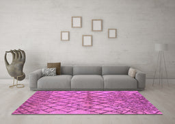 Machine Washable Oriental Purple Industrial Area Rugs in a Living Room, wshurb1194pur