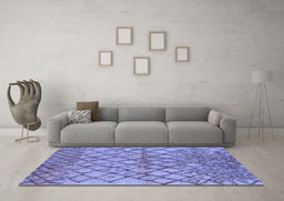 Machine Washable Oriental Blue Industrial Rug in a Living Room, wshurb1194blu