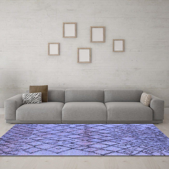 Machine Washable Oriental Blue Industrial Rug in a Living Room, wshurb1194blu
