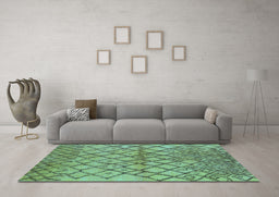 Machine Washable Oriental Light Blue Industrial Rug in a Living Room, wshurb1194lblu