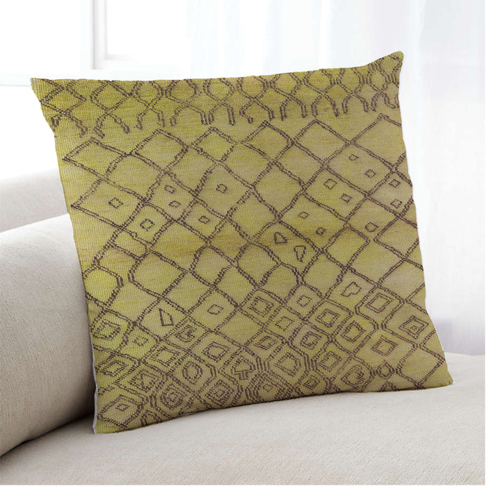 Lifestyle Image of Mid-Century Modern Urban Square Dark Bisque Brown Throw Pillow, 18 inch by 18 inch, pwurb1194