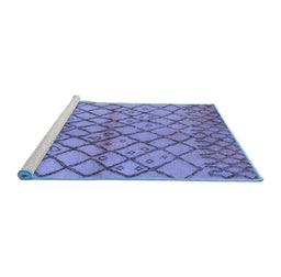 Sideview of Machine Washable Oriental Blue Industrial Rug, wshurb1194blu