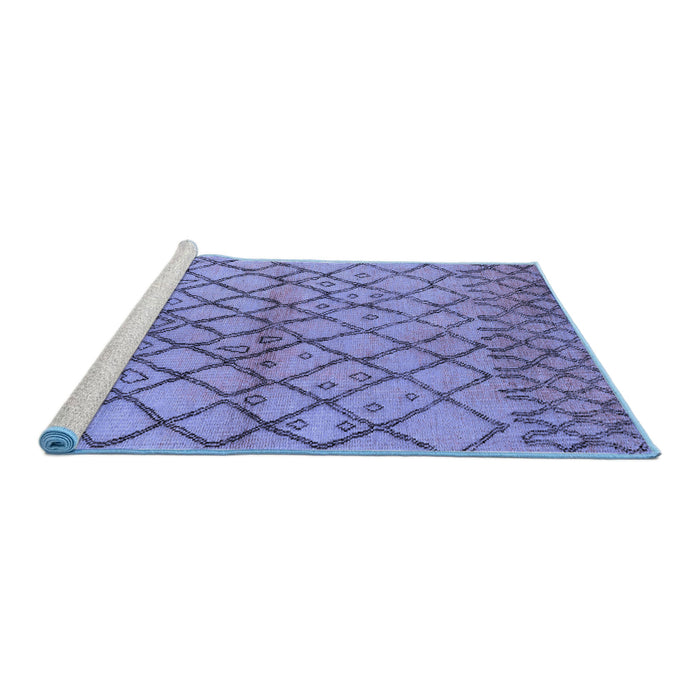 Sideview of Machine Washable Oriental Blue Industrial Rug, wshurb1194blu