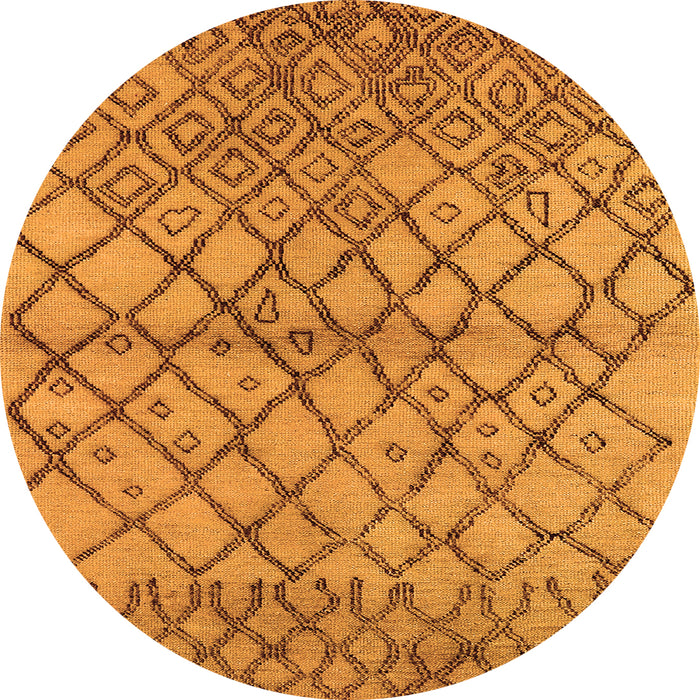 Round Machine Washable Oriental Orange Industrial Area Rugs, wshurb1194org