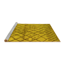 Sideview of Machine Washable Oriental Yellow Industrial Rug, wshurb1194yw