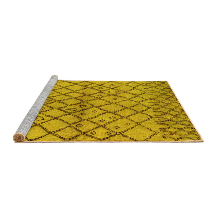 Sideview of Machine Washable Oriental Yellow Industrial Rug, wshurb1194yw