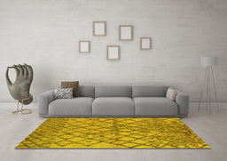 Machine Washable Oriental Yellow Industrial Rug in a Living Room, wshurb1194yw
