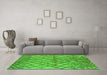 Machine Washable Oriental Green Industrial Area Rugs in a Living Room,, wshurb1194grn