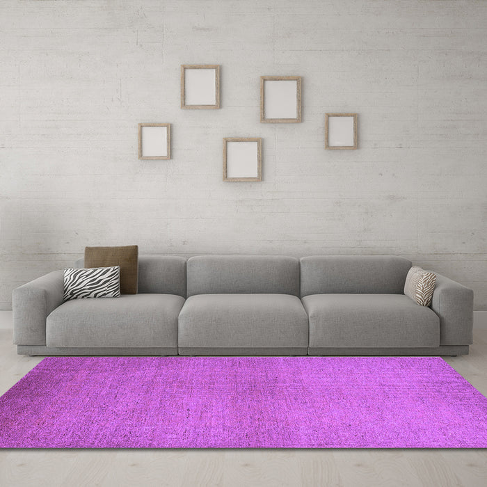 Machine Washable Solid Purple Modern Area Rugs in a Living Room, wshurb1195pur